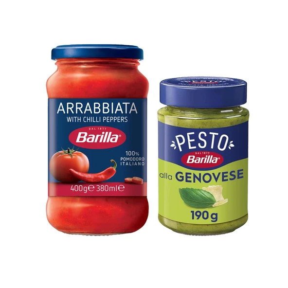 Barilla Pesto 190 gr ve Arrabiatta 400 gr Makarna Sosu 2 li Paket ürün görseli 1