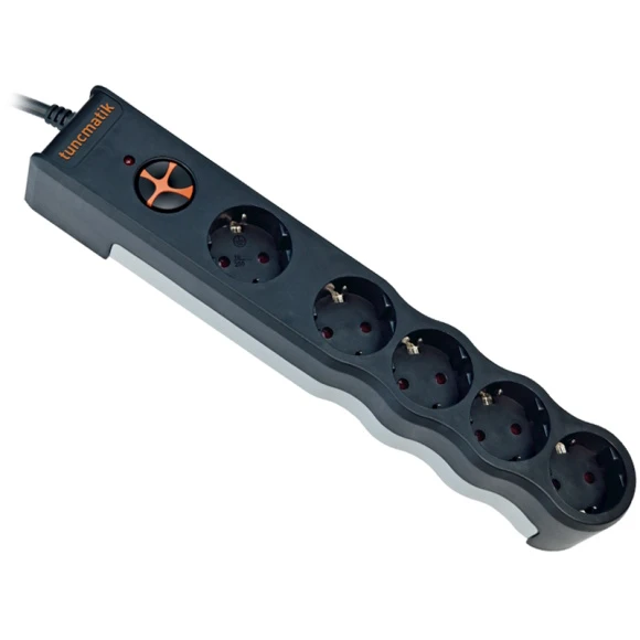 Tunçmatik Beşli Akım Korumalı Priz Siyah Powersurge TSK6136 ürün görseli 1