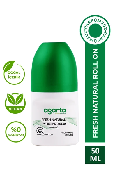 Agarta Parfümsüz Ter Kokusu Önleyici 24 Saat Etkili Beyazlatıcı Unisex Natural Roll-on 50 ml ürün görseli 1