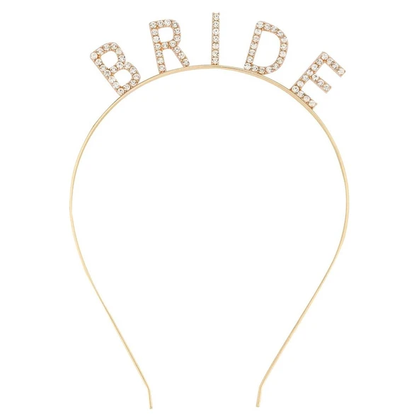 Altın Gold Renk Bekarlığa Veda Kristal Taş Bride Tacı İthal 16x10 cm ürün görseli 1