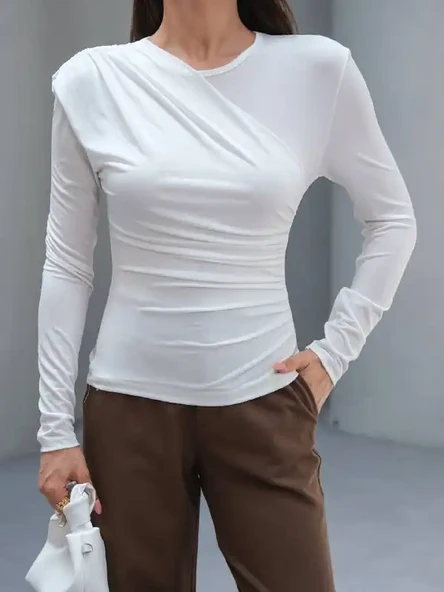 YANI BÜZGÜLÜ SANDY BLUZ - Resim 2