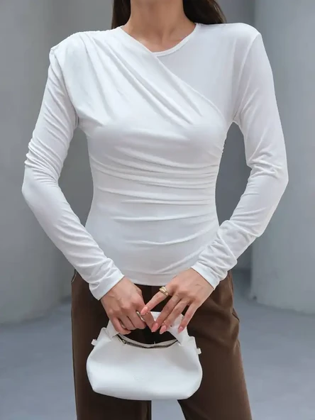YANI BÜZGÜLÜ SANDY BLUZ - Resim 7
