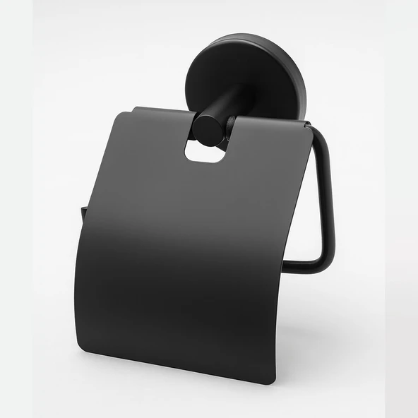 Siyah Kapaklı Metal WC Kağıtlık Duvar Tipi Paslanmaz Tuvalet Kağıt Aparatı Dayanıklı Banyo Aksesuarı ürün görseli 1