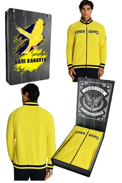 Fenerbahçe Sarı Tribün UV Baskılı Arma Detay Erkek Sweatshirt ürün görseli 1