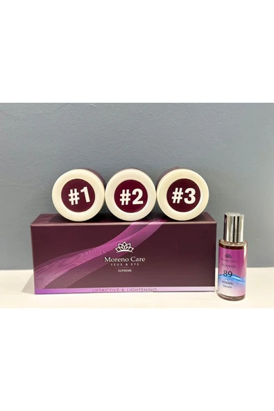 Moreno Care 4 aşamalı göz altı morluk protokolü uygulaması krem serum vitamin tam profesyonel ithal ürün görseli 1