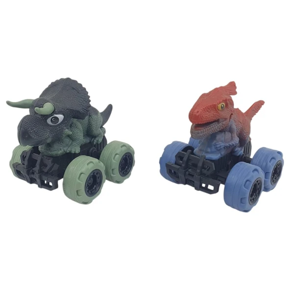 Sürtmeli Dinazor Arabalar 2'li - 12 cm - Triceratops & Parasaurolophus ürün görseli 1
