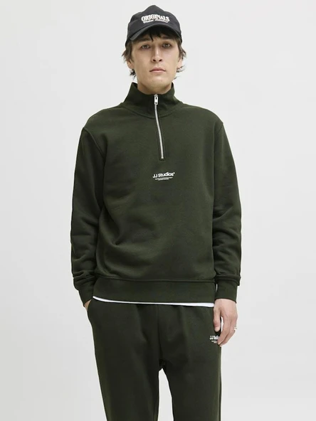 Jack Jones Soho Relax Fit Yaka Fermuarlı Erkek Sweat 12278793 ürün görseli 1