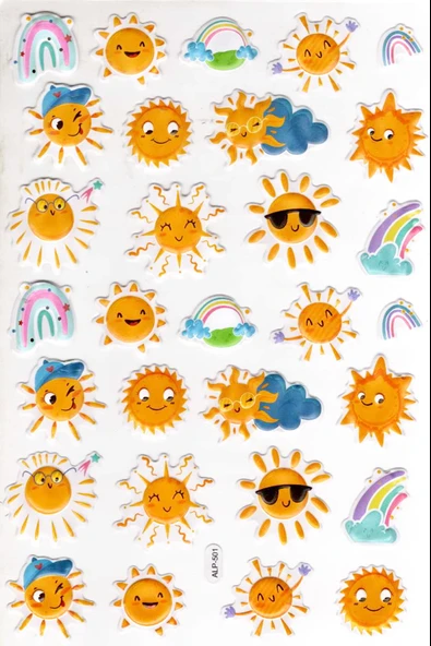 Sticker Kabartmalı A4 Boyutunda Stiker Defter, Planlayıcı Etiket-(lim501) - Güneş Gökkuşağı ürün görseli 1