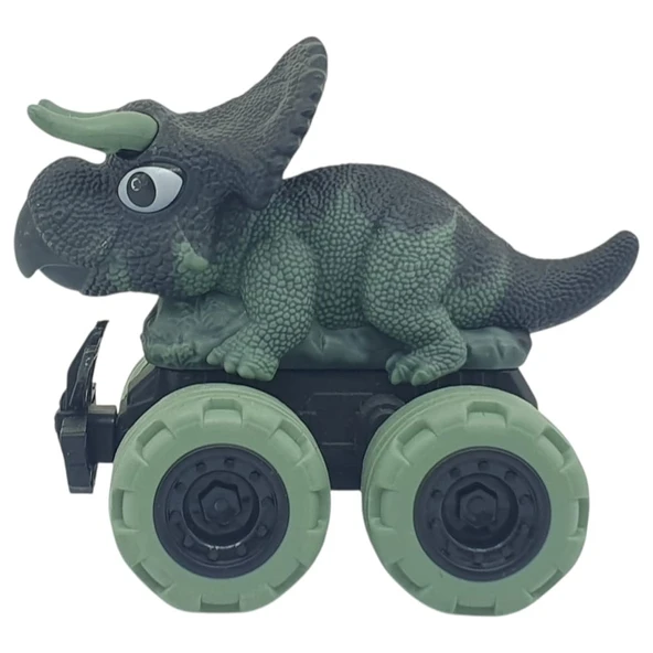 Sürtmeli Dinazor Arabalar 2'li - 12 cm - Triceratops & Stegosaurus - Resim 5