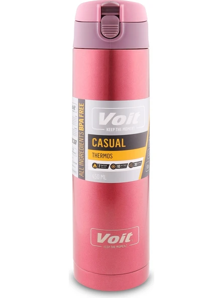 Voit Casual Termos 450ml Paslanmaz Çelik Pembe ürün görseli 1