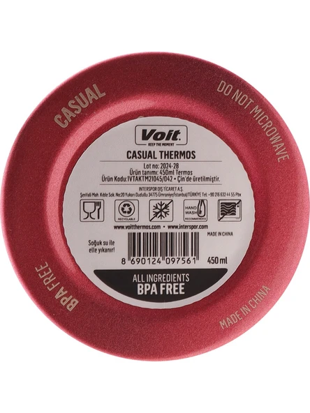 Voit Casual Termos 450ml Paslanmaz Çelik Pembe - Resim 4