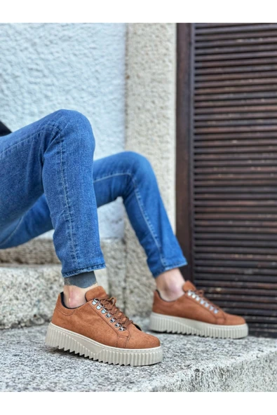 ZMMODA BA0505 Çengel Bağcıklı Taba Renk Yüksek Tabanlı Günlük Ayakkabı ürün görseli 1
