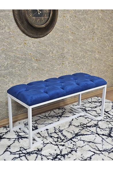 Beyaz Boyalı - L - Ayaklı 100 cm x 38 cm Oturak - Bench - Makyaj Taburesi - Makyaj Oturak Mavi Renk 100 x 40 Boyut/Ebat ürün görseli 1