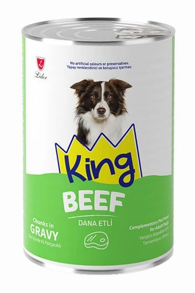 King Sos İçerisinde Et Parçacıklı Dana Etli Köpek Konservesi 400 Gr ürün görseli 1