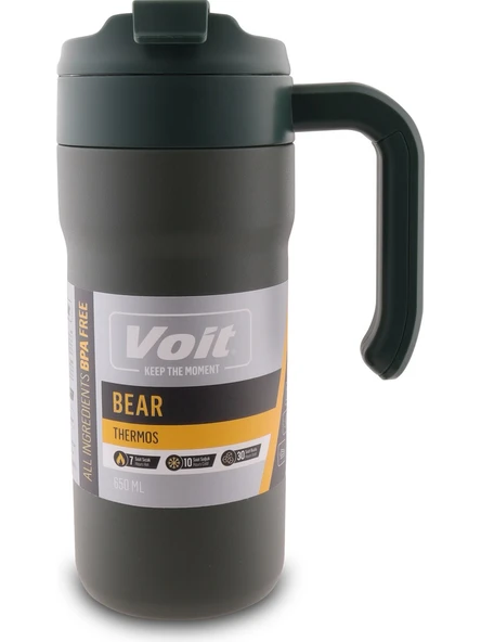 Voit Bear Termos 650ml Paslanmaz Çelik Yeşil ürün görseli 1