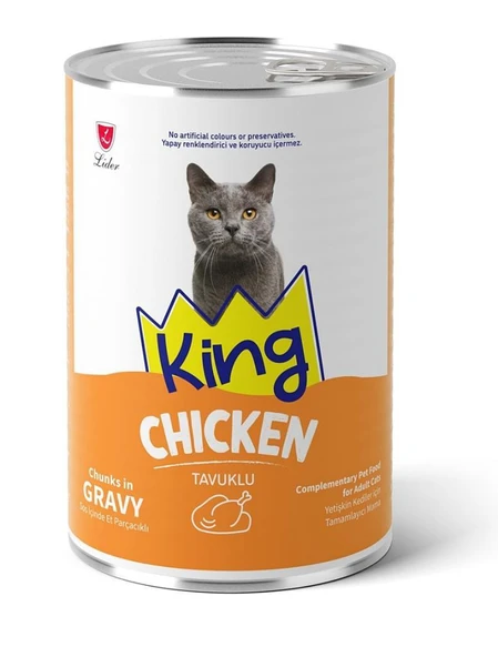 King Sos İçerisinde Et Parçacıklı Tavuklu Kedi Konservesi 400 Gr ürün görseli 1
