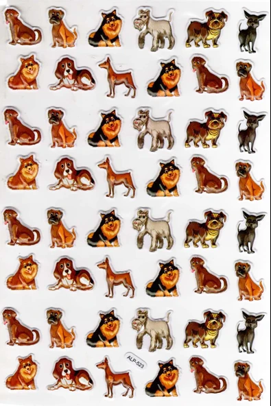 Sticker Kabartmalı A4 Boyutunda Stiker Defter, Planlayıcı Etiket-(lim523) - Sevimli Köpekler ürün görseli 1