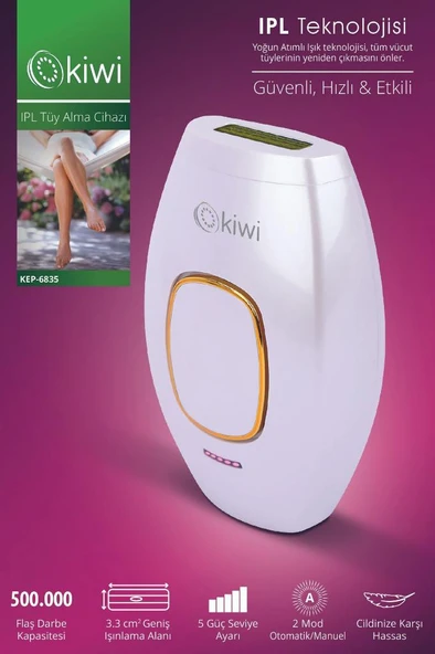 Kiwi Ipl  Lazer Epilasyon Tüy Alma Cihazı Otomatik Yüz,vücut,hassas Bölge Kullanımı 500.000 Atım 6835 ürün görseli 1