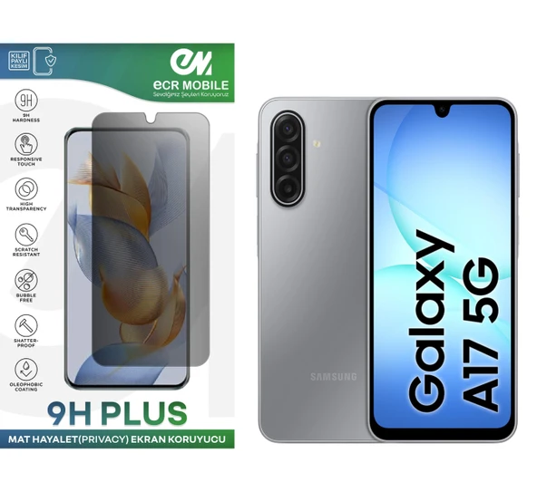 Samsung Galaxy A17 ile Uyumlu Ekran Koruyucu 9H Esnek Nano Kırılmayan MAT HAYALET(Privacy) ürün görseli 1