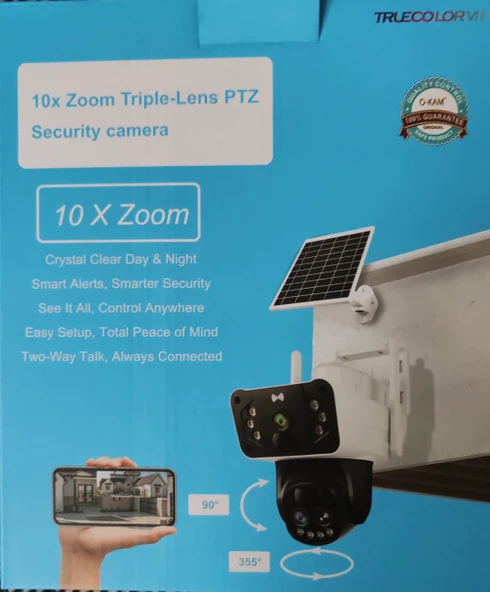 e-Sim özellikli 10x Optik Zoom Gece Görüşlü O-KAM 3950 PTZ Solar Sim Kartlı 4G Güvenlik Kamerası Güneş Enerjili Kamera Okam 3950 ürün görseli 1