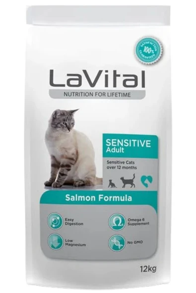Lavital Sensitive Somonlu Yetişkin Kedi Maması 12kg ürün görseli 1