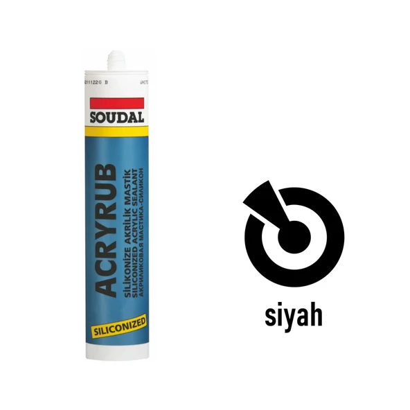 Soudal Silikonize Akrilik Siyah Mastik 500 GR ürün görseli 1