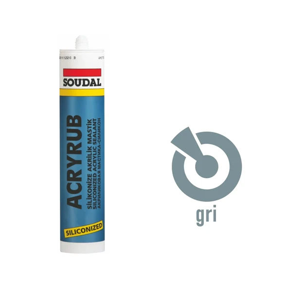 Soudal Silikonize Akrilik Gri Mastik 500 GR ürün görseli 1