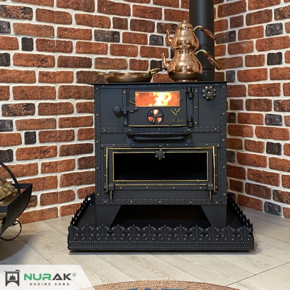 65X50 CM Gold Detaylı Camlı Kömür Kuzinesi ürün görseli 1