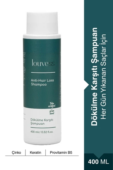 Louvess Dökülme Karşıtı Şampuan (Keratin, Çinko ve Provitamin B5 ile Güçlendirilmiş Formül 400 ML) ürün görseli 1