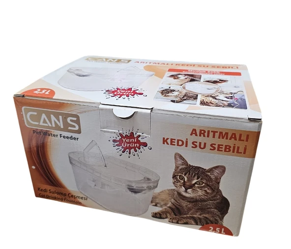 Cans Arıtmalı Kedi Su Sebili 2.5 LT - Sessiz Motorlu, Karbon Filtreli ve Hijyenik Su Kaynağı ürün görseli 1