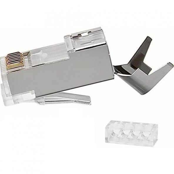 PrimeX Q-J7100M Cat7 Metal Konnektör Rj45 CAT7 Jack + Ayraç 100 lü Paket ürün görseli 1