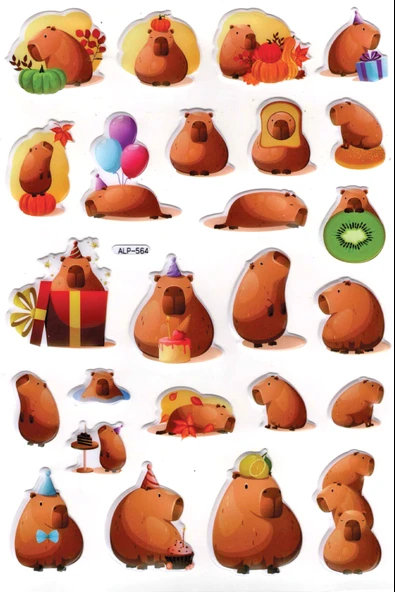 Sticker Kabartmalı A4 Boyutunda Stiker Defter, Planlayıcı Etiket-(lim564) - Capybara Sevimli ürün görseli 1