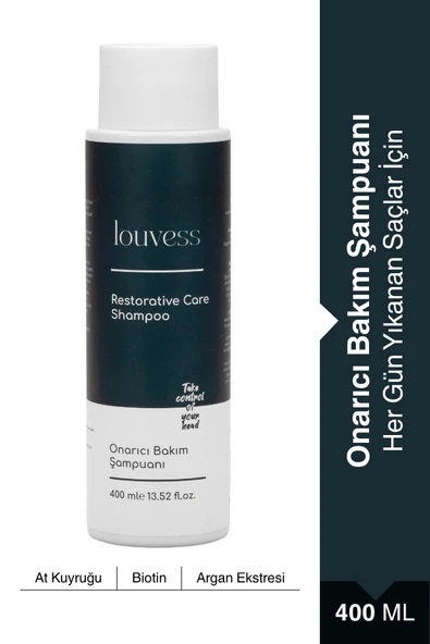 Louvess Onarıcı Bakım Şampuanı ( Güneş ve Hava Almayan Saçlar için At Kuyruğu-Biotin-Argan Formülü 400 ML) ürün görseli 1