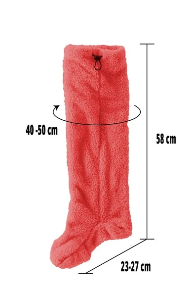 Wellsoft Peluş Diz Üstü Ev Çorabı Uzun Çorap - Resim 9