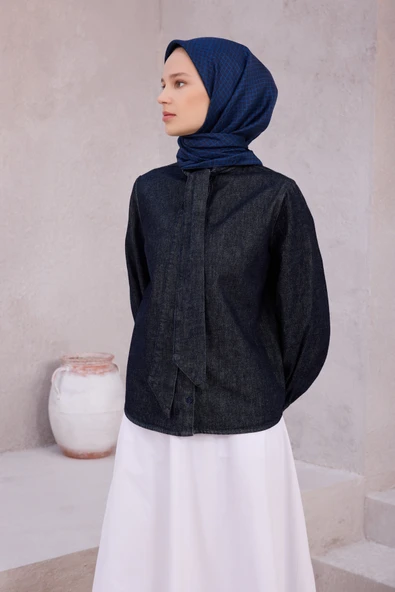 Çiçek Desen İpek Twill Eşarp 4203D01 - Resim 5