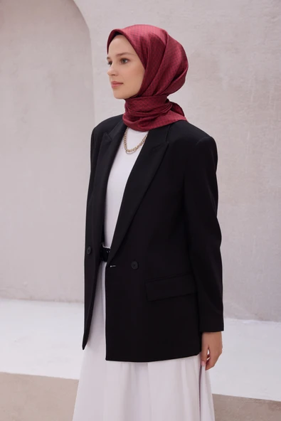 Çiçek Desen İpek Twill Eşarp 4203D01 - Resim 2