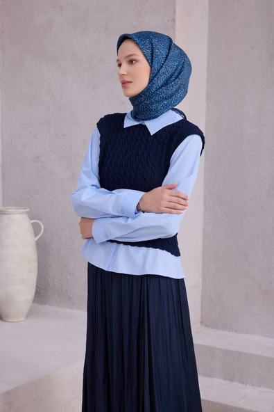 Çiçek Desen İpek Twill Eşarp 4208D01 - Resim 6