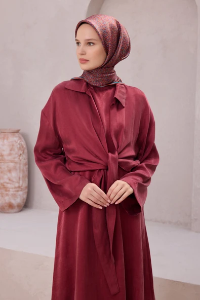 Çiçek Desen İpek Twill Eşarp 4208D01 - Resim 10