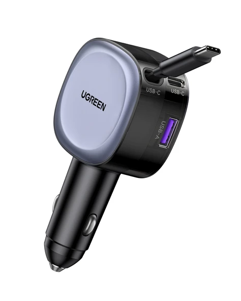 UGREEN 75W 2 Portlu USB-C Kablolu Araç İçi Şarj Cihazı Çakmaklık Adaptörü, 55653 ürün görseli 1