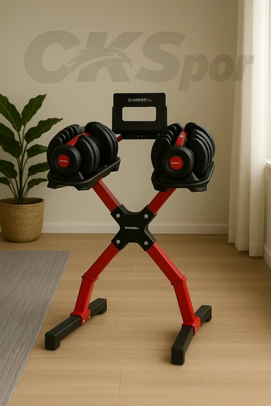 Ayarlanabilir Dambıl  Ve Stand Seti 2 x 24 Kg Ayarlanabilir  Mekanizmalı Dambıl + Dambıl Standı ürün görseli 1