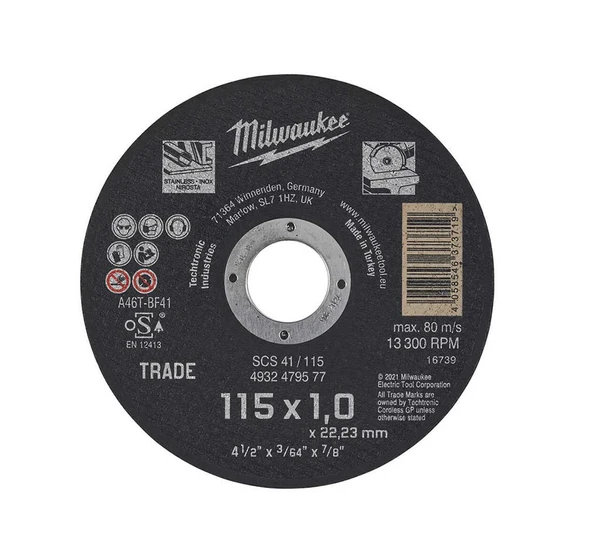 Milwaukee Scs 41 İnox Kesme Taşı 115x1.0mm 10Lu ürün görseli 1