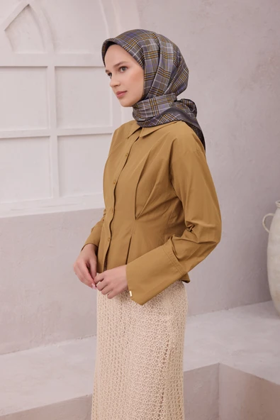 Ekose Desen İpek Twill Eşarp 4218D01 - Resim 5