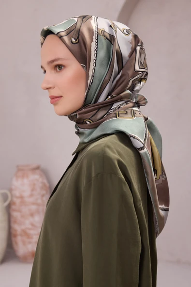 Obje Desen İpek Twill Eşarp 4205D01 - Resim 3