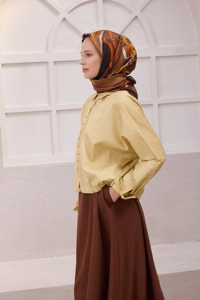 Obje Desen İpek Twill Eşarp 4205D01 - Resim 6