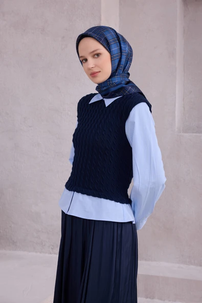 Ekose Desen İpek Twill Eşarp 4218D01 - Resim 9