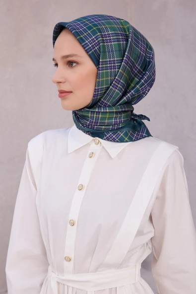 Ekose Desen İpek Twill Eşarp 4218D01 ürün görseli 1