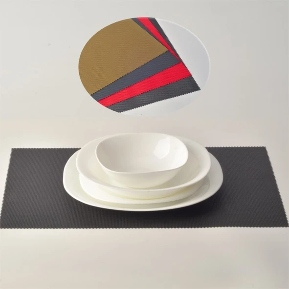 Tohana Plastik 4Lü Amerikan Servis 30x45cm Gri ürün görseli 1