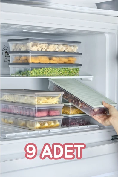 Bayev 9 Adet Freshbox 2 Litre Buzdolabı Saklama Kabı - Kapaklı Dondurucu Buzluk Kabı ürün görseli 1