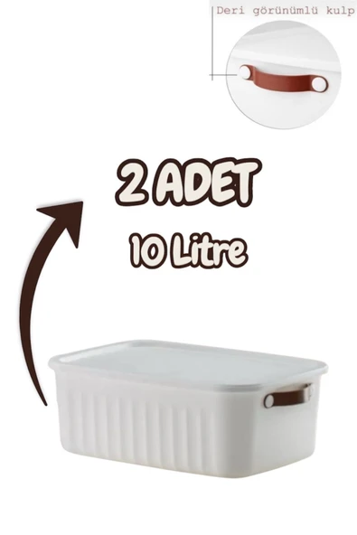 Bayev 2'li Beyaz 10 Lt Boxsis Set Çok Amaçlı Kapaklı Kutu Dolap Içi Düzenleyici Organizer - Hobi Kutusu ürün görseli 1