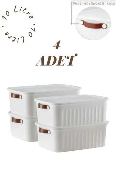 Bayev 4'lü Beyaz 10 Lt Boxsis Set Çok Amaçlı Kapaklı Kutu Dolap Içi Düzenleyici Organizer - Hobi Kutusu ürün görseli 1